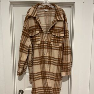 Baltic Born Plaid Cream and Brown Teddy Jacket